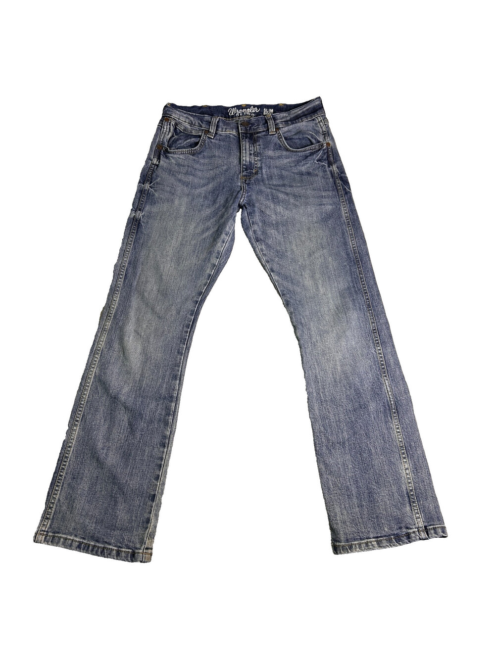 Wrangler Retro Slim Bootcut Jeans Mens 30x32 Blue Faded Western Cowboy Denim
